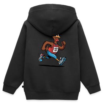 Lustiger Torkey-Trab - Kinder Premium Organic Zip Hoodie - Schwarz - Hinten - AI Model Kid Male (0cm)