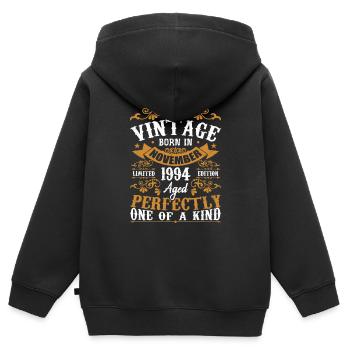 Vintage November 1994 Anniversary November 1994 - Kids Premium Organic Zip-up Hoodie - black - Back - AI Model Kid Male (0cm)