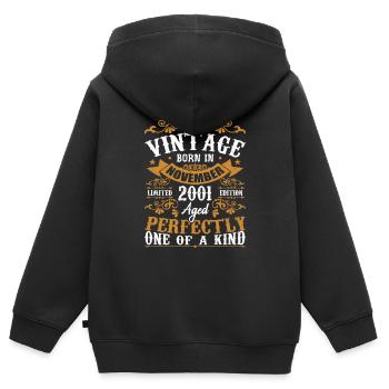 Vintage November 2001 Anniversary November 2001 - Kids Premium Organic Zip-up Hoodie - black - Back - AI Model Kid Male (0cm)