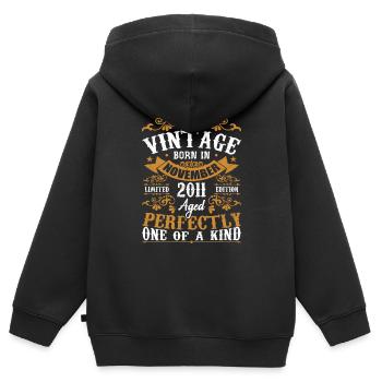 Vintage November 2011 Anniversary November 2011 - Kids Premium Organic Zip-up Hoodie - black - Back - AI Model Kid Male (0cm)