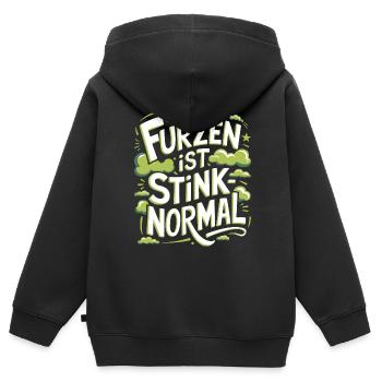 Furzen ist stinknormal Blähungen Furz Pupsen - Kinder Premium Organic Zip Hoodie - Schwarz - Hinten - AI Model Kid Male (0cm)