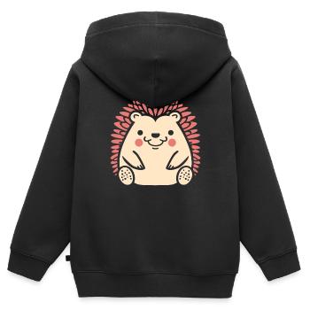 hérisson - Sweat Premium à capuche zippé enfant bio - noir - Dos - AI Model Kid Male (0cm)
