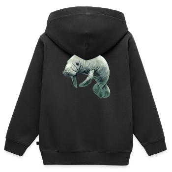 Seekuh Manatees Manatee - Kids Premium Organic Zip-up Hoodie - black - Back - AI Model Kid Male (0cm)
