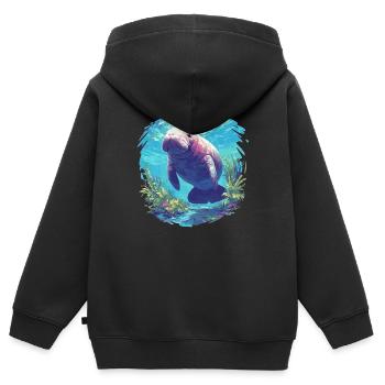 Seekuh Manatees Manatee - Kids Premium Organic Zip-up Hoodie - black - Back - AI Model Kid Male (0cm)