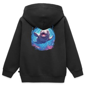 Seekuh Manatees Manatee - Kids Premium Organic Zip-up Hoodie - black - Back - AI Model Kid Male (0cm)