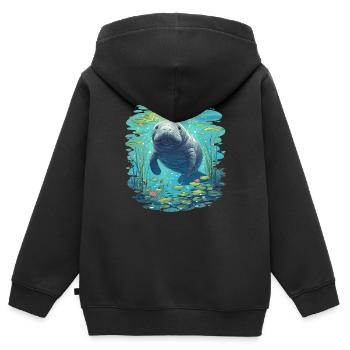 Seekuh Manatees Manatee - Kids Premium Organic Zip-up Hoodie - black - Back - AI Model Kid Male (0cm)