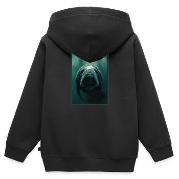 Seekuh Manatees Manatee - Kids Premium Organic Zip-up Hoodie - black - Back - AI Model Kid Male (0cm)