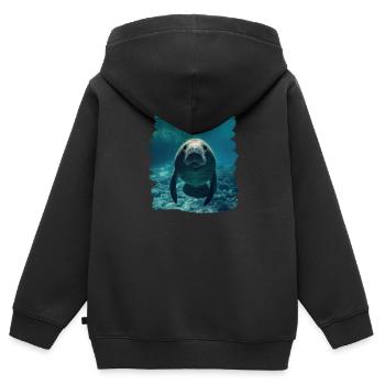 Seekuh Manatees Manatee - Kids Premium Organic Zip-up Hoodie - black - Back - AI Model Kid Male (0cm)