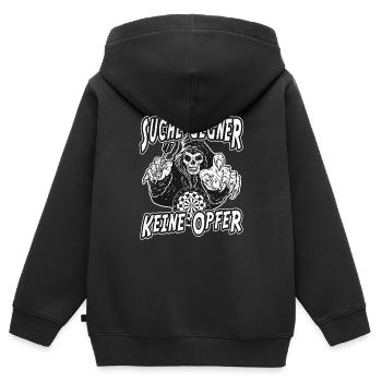 Sensemann Design - Suche Gegner, keine Opfer - Kinder Premium Organic Zip Hoodie - Schwarz - Hinten - AI Model Kid Male (0cm)