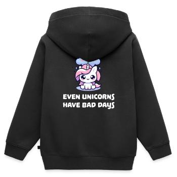 even unicorns have bad days - Kinder Premium Organic Zip Hoodie - Schwarz - Hinten - AI Model Kid Male (0cm)