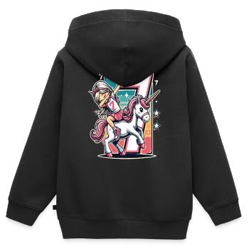 Geburtstag 7 Jahre Einhorn Dab - Kinder Premium Organic Zip Hoodie - Schwarz - Hinten - AI Model Kid Male (0cm)