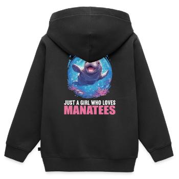 Seekuh Manatees Manatee - Kids Premium Organic Zip-up Hoodie - black - Back - AI Model Kid Male (0cm)