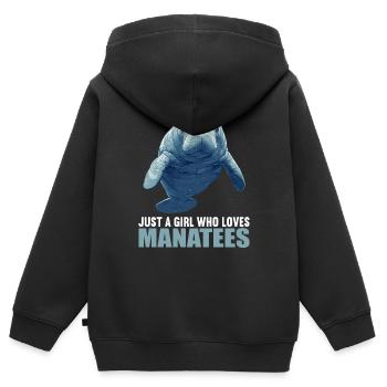 Seekuh Manatees Manatee - Kids Premium Organic Zip-up Hoodie - black - Back - AI Model Kid Male (0cm)