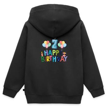Joyeux anniversaire, 7e anniversaire. - Sweat Premium à capuche zippé enfant bio - noir - Dos - AI Model Kid Male (0cm)