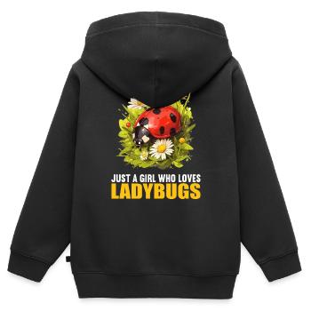 Ladybug Marienkäfer - Kinder Premium Organic Zip Hoodie - Schwarz - Hinten - AI Model Kid Male (0cm)