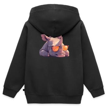 Rhino Nashörner Nashorn - Kinder Premium Organic Zip Hoodie - Schwarz - Hinten - AI Model Kid Male (0cm)