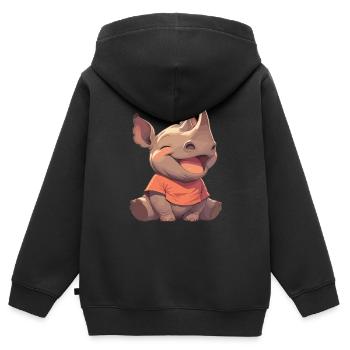 Rhino Nashörner Nashorn - Kinder Premium Organic Zip Hoodie - Schwarz - Hinten - AI Model Kid Male (0cm)