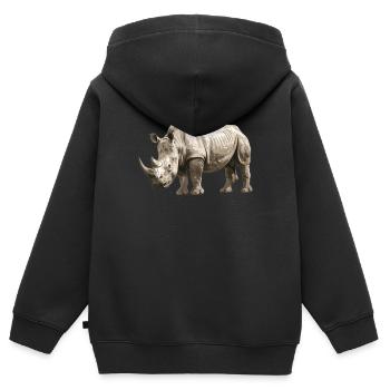 Rhino Nashörner Nashorn - Kinder Premium Organic Zip Hoodie - Schwarz - Hinten - AI Model Kid Male (0cm)