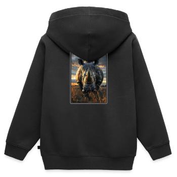 Rhino Nashörner Nashorn - Kinder Premium Organic Zip Hoodie - Schwarz - Hinten - AI Model Kid Male (0cm)