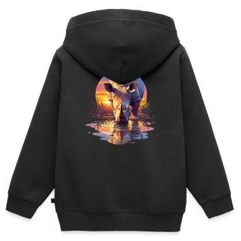 Rhino Nashörner Nashorn - Kinder Premium Organic Zip Hoodie - Schwarz - Hinten - AI Model Kid Male (0cm)