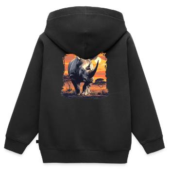 Rhino Nashörner Nashorn - Kinder Premium Organic Zip Hoodie - Schwarz - Hinten - AI Model Kid Male (0cm)
