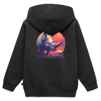 Rhino Nashörner Nashorn - Kinder Premium Organic Zip Hoodie - Schwarz - Hinten - AI Model Kid Male (0cm)