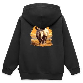 Rhino Nashörner Nashorn - Kinder Premium Organic Zip Hoodie - Schwarz - Hinten - AI Model Kid Male (0cm)