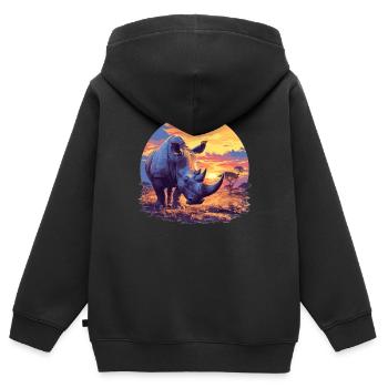 Rhino Nashörner Nashorn - Kinder Premium Organic Zip Hoodie - Schwarz - Hinten - AI Model Kid Male (0cm)