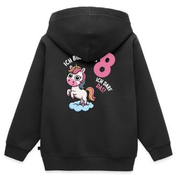 I'm already EIGHT! 8th Birthday Unicorn Gift - Kids Premium Organic Zip-up Hoodie - black - Back - AI Model Kid Male (0cm)