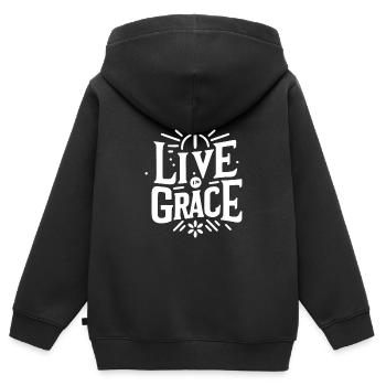 Live in Grace - Kids Premium Organic Zip-up Hoodie - black - Back - AI Model Kid Male (0cm)