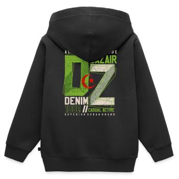 URBAN DZ - Kinder Premium Organic Zip Hoodie - Schwarz - Hinten - AI Model Kid Male (0cm)