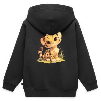 Cheetah Geparde Gepard - Kinder Premium Organic Zip Hoodie - Schwarz - Hinten - AI Model Kid Male (0cm)