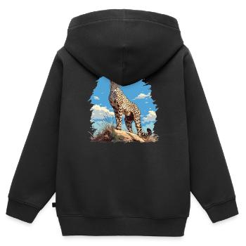Cheetah Geparde Gepard - Kinder Premium Organic Zip Hoodie - Schwarz - Hinten - AI Model Kid Male (0cm)