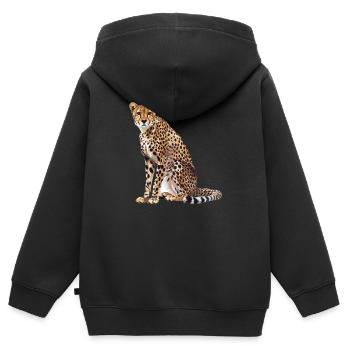 Cheetah Geparde Gepard - Kinder Premium Organic Zip Hoodie - Schwarz - Hinten - AI Model Kid Male (0cm)
