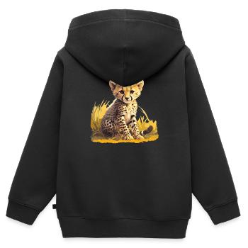 Cheetah Geparde Gepard - Kinder Premium Organic Zip Hoodie - Schwarz - Hinten - AI Model Kid Male (0cm)