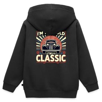 JE NE SUIS PAS VIEUX, JE SUIS CLASSIQUE - Sweat Premium à capuche zippé enfant bio - noir - Dos - AI Model Kid Male (0cm)