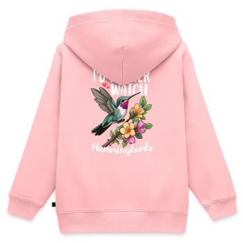 Ich würde lieber Kolibris Nektar Vogel beobachten - Kinder Premium Organic Zip Hoodie - Rosa - Hinten - AI Model Kid Female (0cm)