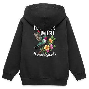 Ich würde lieber Kolibris Nektar Vogel beobachten - Kinder Premium Organic Zip Hoodie - Schwarz - Hinten - AI Model Kid Male (0cm)