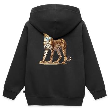 Cheetah Geparde Gepard - Kinder Premium Organic Zip Hoodie - Schwarz - Hinten - AI Model Kid Male (0cm)