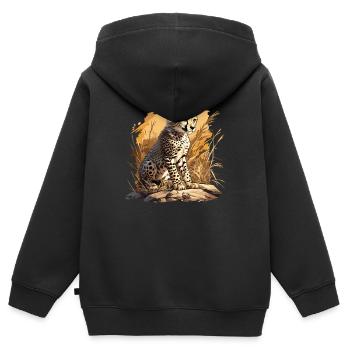 Cheetah Geparde Gepard - Kinder Premium Organic Zip Hoodie - Schwarz - Hinten - AI Model Kid Male (0cm)