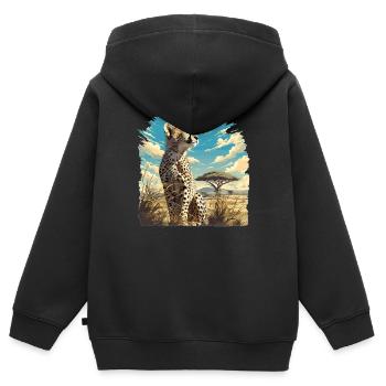 Cheetah Geparde Gepard - Kinder Premium Organic Zip Hoodie - Schwarz - Hinten - AI Model Kid Male (0cm)