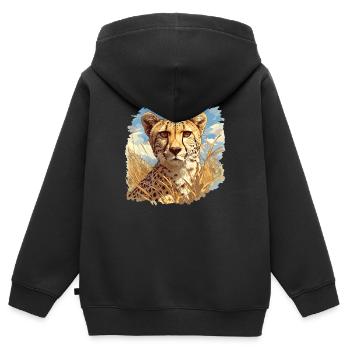 Cheetah Geparde Gepard - Kinder Premium Organic Zip Hoodie - Schwarz - Hinten - AI Model Kid Male (0cm)