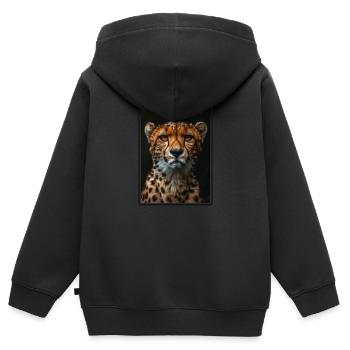 Cheetah Geparde Gepard - Kinder Premium Organic Zip Hoodie - Schwarz - Hinten - AI Model Kid Male (0cm)