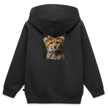 Cheetah Geparde Gepard - Kinder Premium Organic Zip Hoodie - Schwarz - Hinten - AI Model Kid Male (0cm)