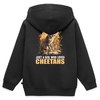 Cheetah Geparde Gepard - Kinder Premium Organic Zip Hoodie - Schwarz - Hinten - AI Model Kid Male (0cm)