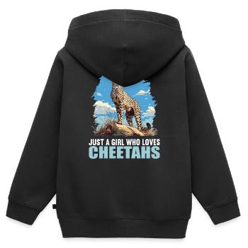 Cheetah Geparde Gepard - Kinder Premium Organic Zip Hoodie - Schwarz - Hinten - AI Model Kid Male (0cm)