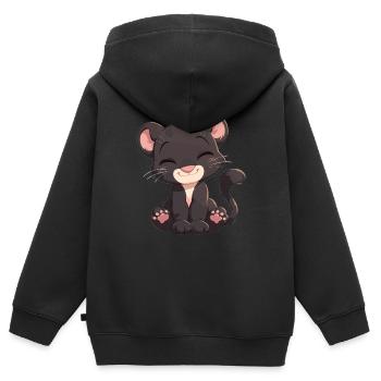 Panthères Panthère - Sweat Premium à capuche zippé enfant bio - noir - Dos - AI Model Kid Male (0cm)