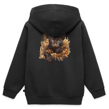 Panthères Panthère - Sweat Premium à capuche zippé enfant bio - noir - Dos - AI Model Kid Male (0cm)