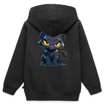 Panthères Panthère - Sweat Premium à capuche zippé enfant bio - noir - Dos - AI Model Kid Male (0cm)