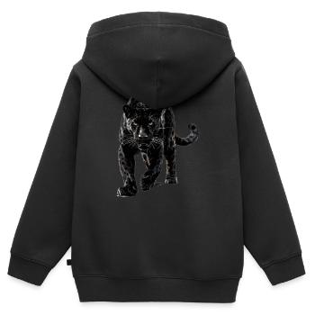 Panthères Panthère - Sweat Premium à capuche zippé enfant bio - noir - Dos - AI Model Kid Male (0cm)